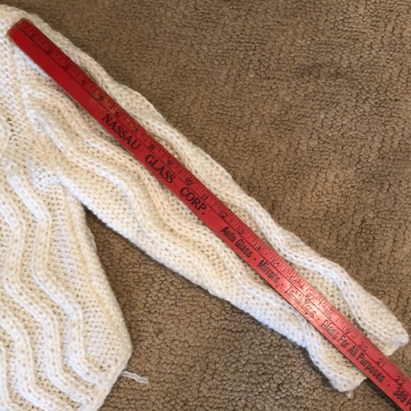 Shawl collar tuxedo hem open weave ivory  cardigan sweater M - Picture 16 of 16